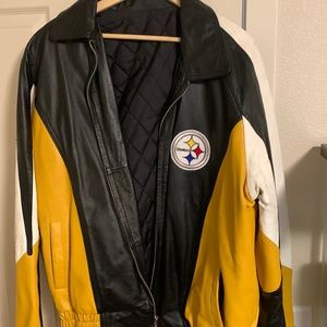 Steelers leather jacket. L or XL. Not sure